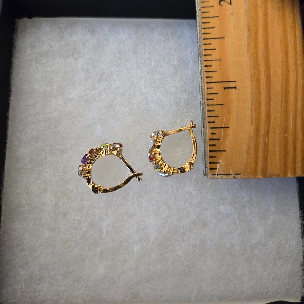 Tiny Goldtone Faux Gemstone Earrings